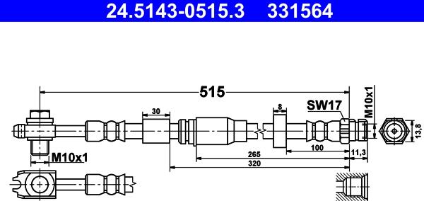 ATE 24.5143-0515.3 - Flexible de frein cwaw.fr