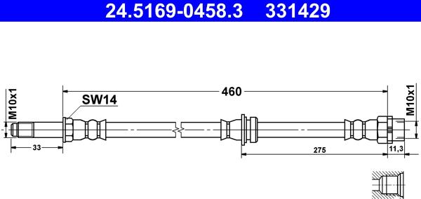 ATE 24.5169-0458.3 - Flexible de frein cwaw.fr