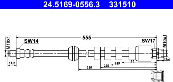 ATE 24.5169-0556.3 - Flexible de frein cwaw.fr