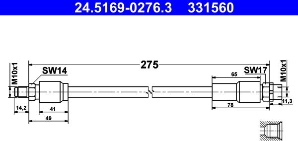 ATE 24.5169-0276.3 - Flexible de frein cwaw.fr