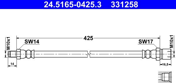 ATE 24.5165-0425.3 - Flexible de frein cwaw.fr