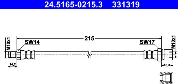 ATE 24.5165-0215.3 - Flexible de frein cwaw.fr