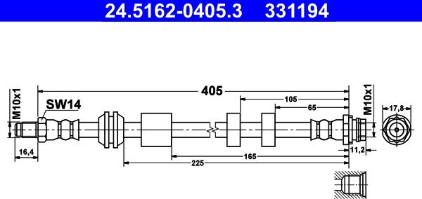 ATE 24.5162-0405.3 - Flexible de frein cwaw.fr