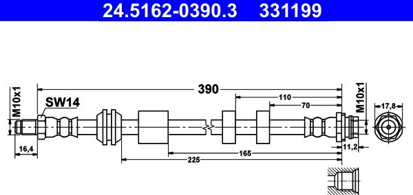 ATE 24.5162-0390.3 - Flexible de frein cwaw.fr