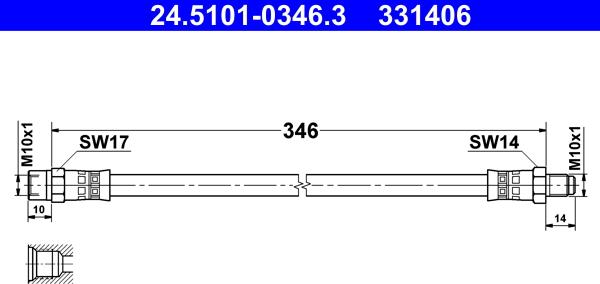 ATE 24.5101-0346.3 - Flexible de frein cwaw.fr