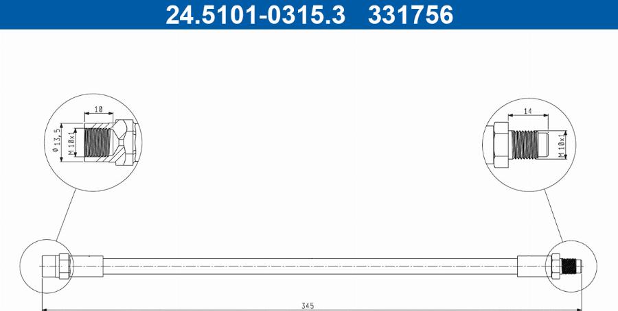 ATE 24.5101-0315.3 - Flexible de frein cwaw.fr