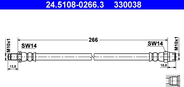 ATE 24.5108-0266.3 - Flexible de frein cwaw.fr