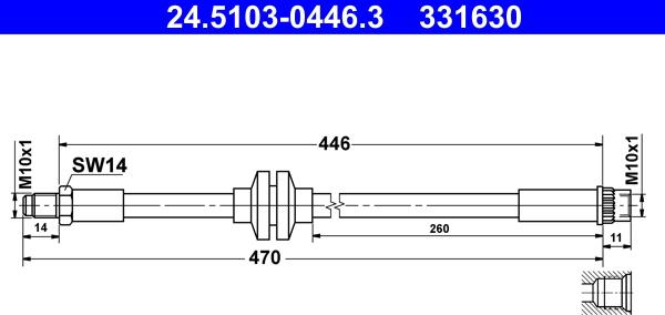 ATE 24.5103-0446.3 - Flexible de frein cwaw.fr