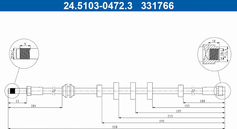 ATE 24.5103-0472.3 - Flexible de frein cwaw.fr