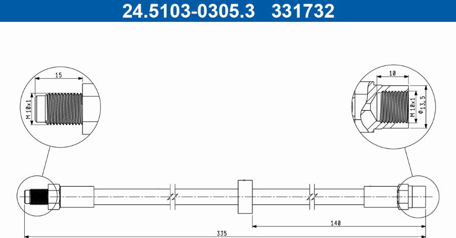 ATE 24.5103-0305.3 - Flexible de frein cwaw.fr