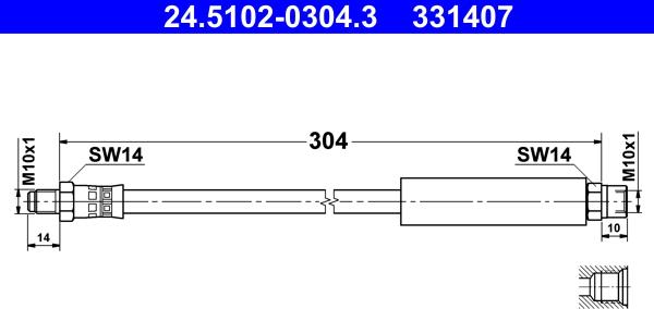 ATE 24.5102-0304.3 - Flexible de frein cwaw.fr