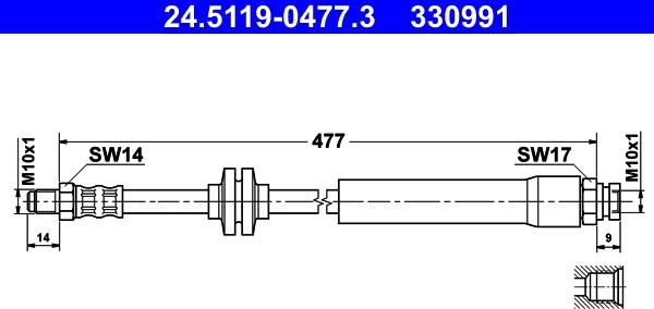 ATE 24.5119-0477.3 - Flexible de frein cwaw.fr