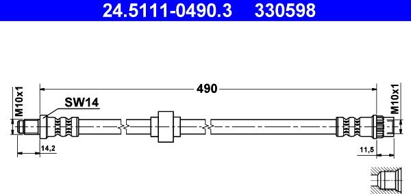 ATE 24.5111-0490.3 - Flexible de frein cwaw.fr