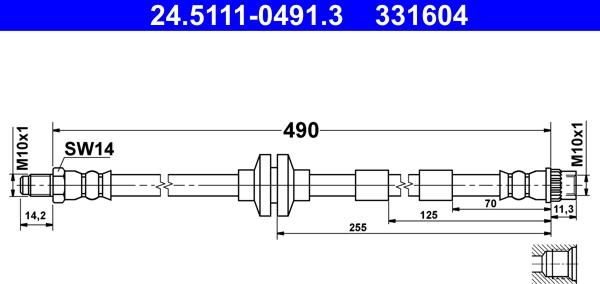 ATE 24.5111-0491.3 - Flexible de frein cwaw.fr