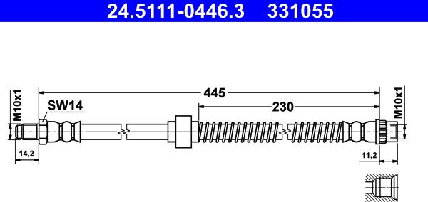 ATE 24.5111-0446.3 - Flexible de frein cwaw.fr