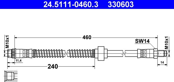 ATE 24.5111-0460.3 - Flexible de frein cwaw.fr