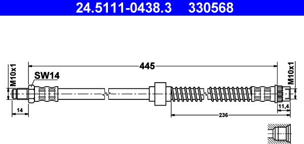 ATE 24.5111-0438.3 - Flexible de frein cwaw.fr