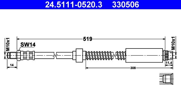 ATE 24.5111-0520.3 - Flexible de frein cwaw.fr