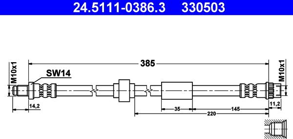 ATE 24.5111-0386.3 - Flexible de frein cwaw.fr