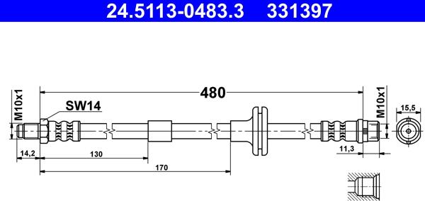 ATE 24.5113-0483.3 - Flexible de frein cwaw.fr