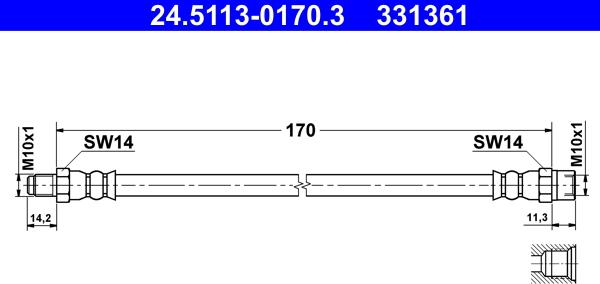 ATE 24.5113-0170.3 - Flexible de frein cwaw.fr