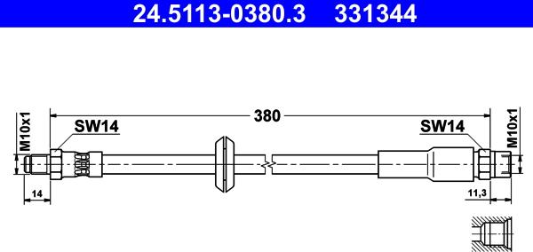 ATE 24.5113-0380.3 - Flexible de frein cwaw.fr