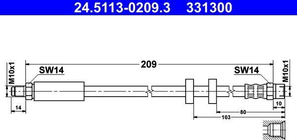 ATE 24.5113-0209.3 - Flexible de frein cwaw.fr