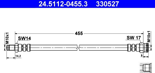 ATE 24.5112-0455.3 - Flexible de frein cwaw.fr