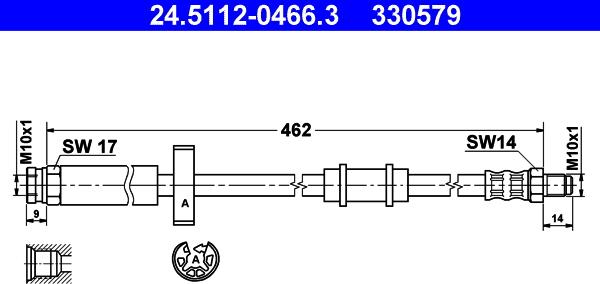 ATE 24.5112-0466.3 - Flexible de frein cwaw.fr