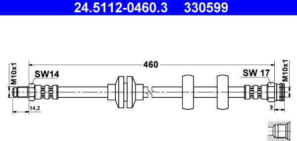 ATE 24.5112-0460.3 - Flexible de frein cwaw.fr