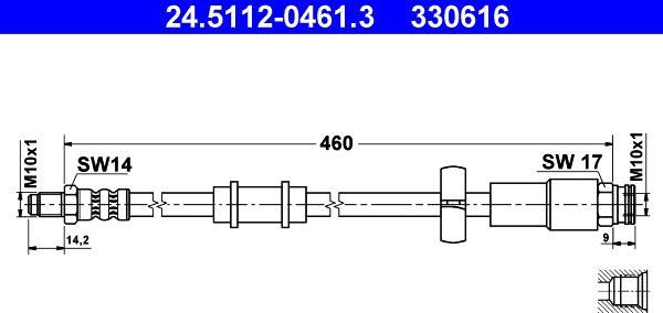 ATE 24.5112-0461.3 - Flexible de frein cwaw.fr