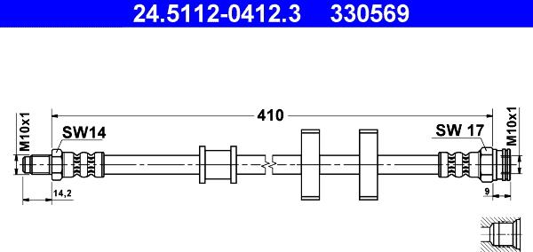 ATE 24.5112-0412.3 - Flexible de frein cwaw.fr