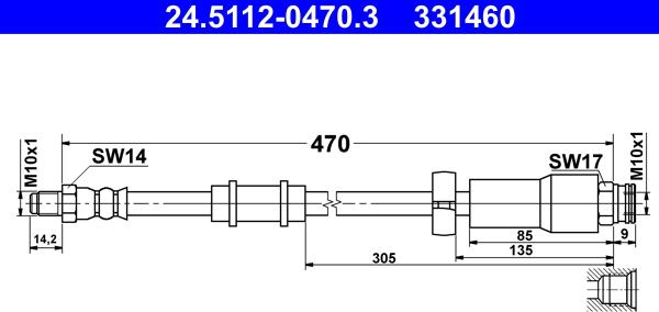 ATE 24.5112-0470.3 - Flexible de frein cwaw.fr