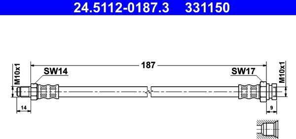 ATE 24.5112-0187.3 - Flexible de frein cwaw.fr