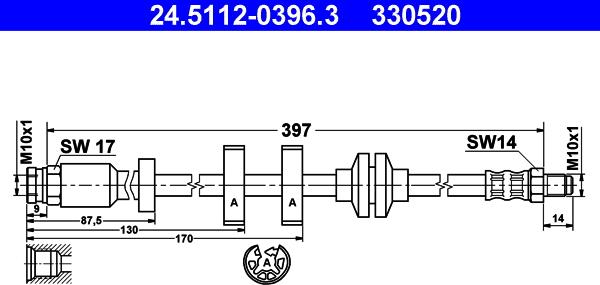 ATE 24.5112-0396.3 - Flexible de frein cwaw.fr