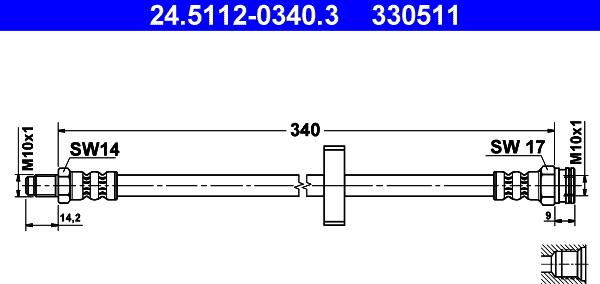 ATE 24.5112-0340.3 - Flexible de frein cwaw.fr