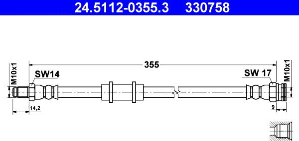 ATE 24.5112-0355.3 - Flexible de frein cwaw.fr