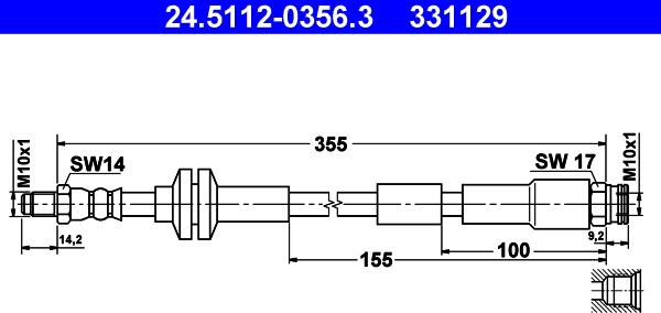 ATE 24.5112-0356.3 - Flexible de frein cwaw.fr