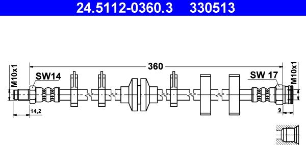 ATE 24.5112-0360.3 - Flexible de frein cwaw.fr