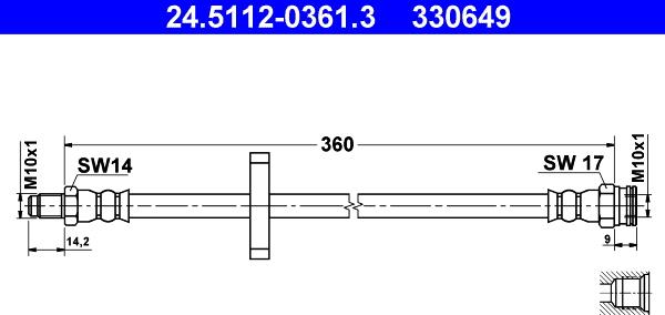 ATE 24.5112-0361.3 - Flexible de frein cwaw.fr