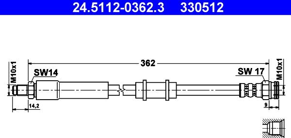 ATE 24.5112-0362.3 - Flexible de frein cwaw.fr