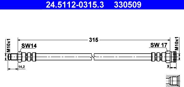 ATE 24.5112-0315.3 - Flexible de frein cwaw.fr