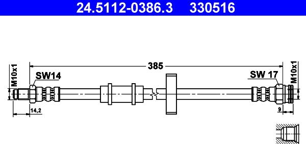 ATE 24.5112-0386.3 - Flexible de frein cwaw.fr