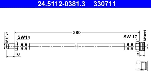 ATE 24.5112-0381.3 - Flexible de frein cwaw.fr