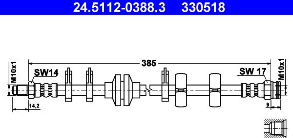 ATE 24.5112-0388.3 - Flexible de frein cwaw.fr