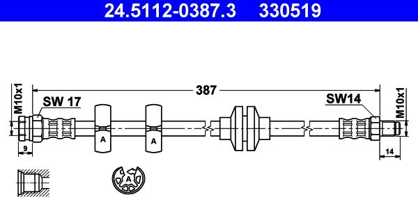 ATE 24.5112-0387.3 - Flexible de frein cwaw.fr