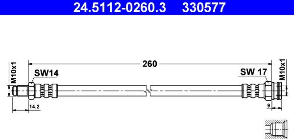 ATE 24.5112-0260.3 - Flexible de frein cwaw.fr