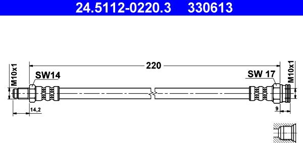 ATE 24.5112-0220.3 - Flexible de frein cwaw.fr