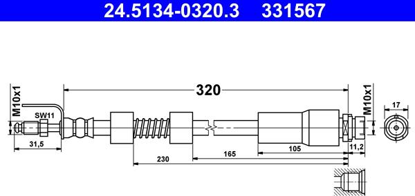 ATE 24.5134-0320.3 - Flexible de frein cwaw.fr