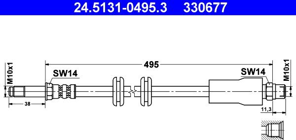 ATE 24.5131-0495.3 - Flexible de frein cwaw.fr